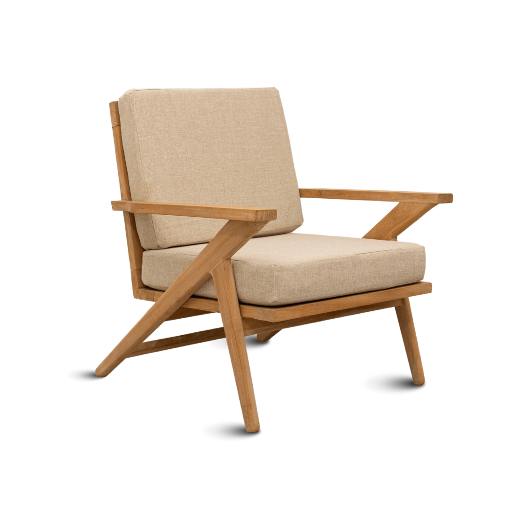 Elegant armchair Viona with natural wood grain and premium upholstery materials